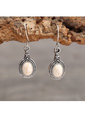 Silvery Color White Oval Alloy Earrings