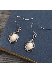 Silvery Color White Oval Alloy Earrings