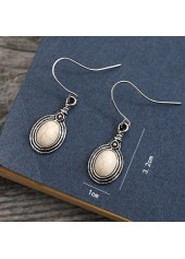 Silvery Color White Oval Alloy Earrings