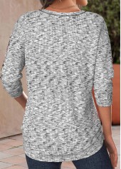 Patchwork Light Grey Marl Long Sleeve T Shirt