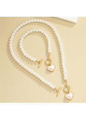 White Round Pearl Necklace and Bracelet