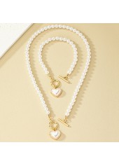 White Round Pearl Necklace and Bracelet