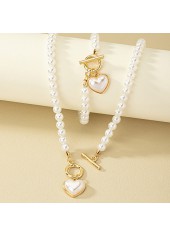 White Round Pearl Necklace and Bracelet