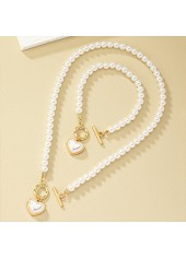 White Round Pearl Necklace and Bracelet