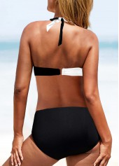 Patchwork Black and White Bikini Set