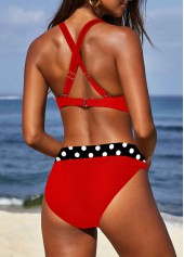 Polka Dot Patchwork Red Bikini Set