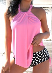 Polka Dot Tie Pink Tankini Set