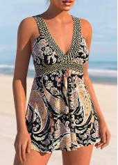 Paisley Print Patchwork Black Swimdress Top-No Bottom