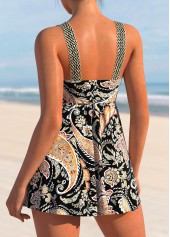 Paisley Print Patchwork Black Swimdress Top-No Bottom