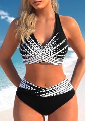 Tie Ombre Surplice Black Bikini Set