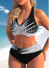 Tie Ombre Surplice Black Bikini Set