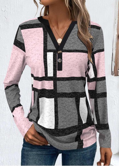 Plus Size Dark Grey Marl Button T Shirt 36$