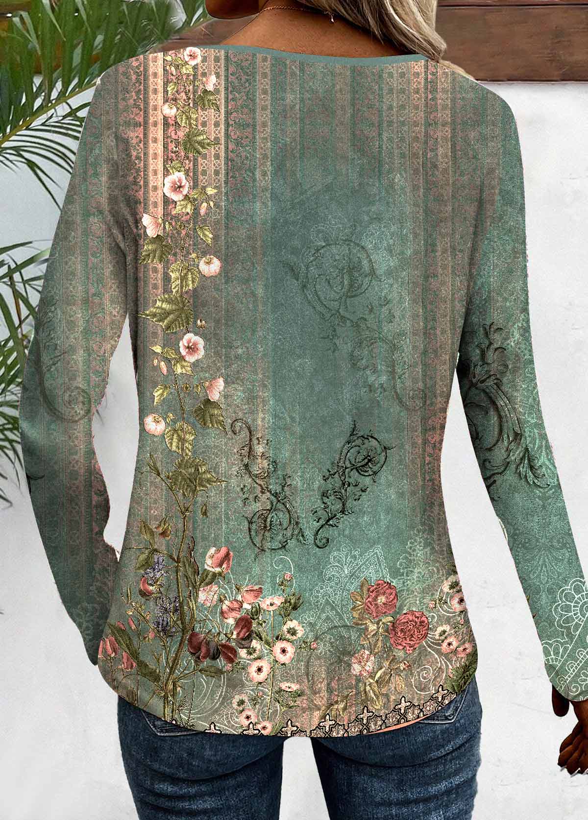 Floral Print Criss Cross Multi Color T Shirt