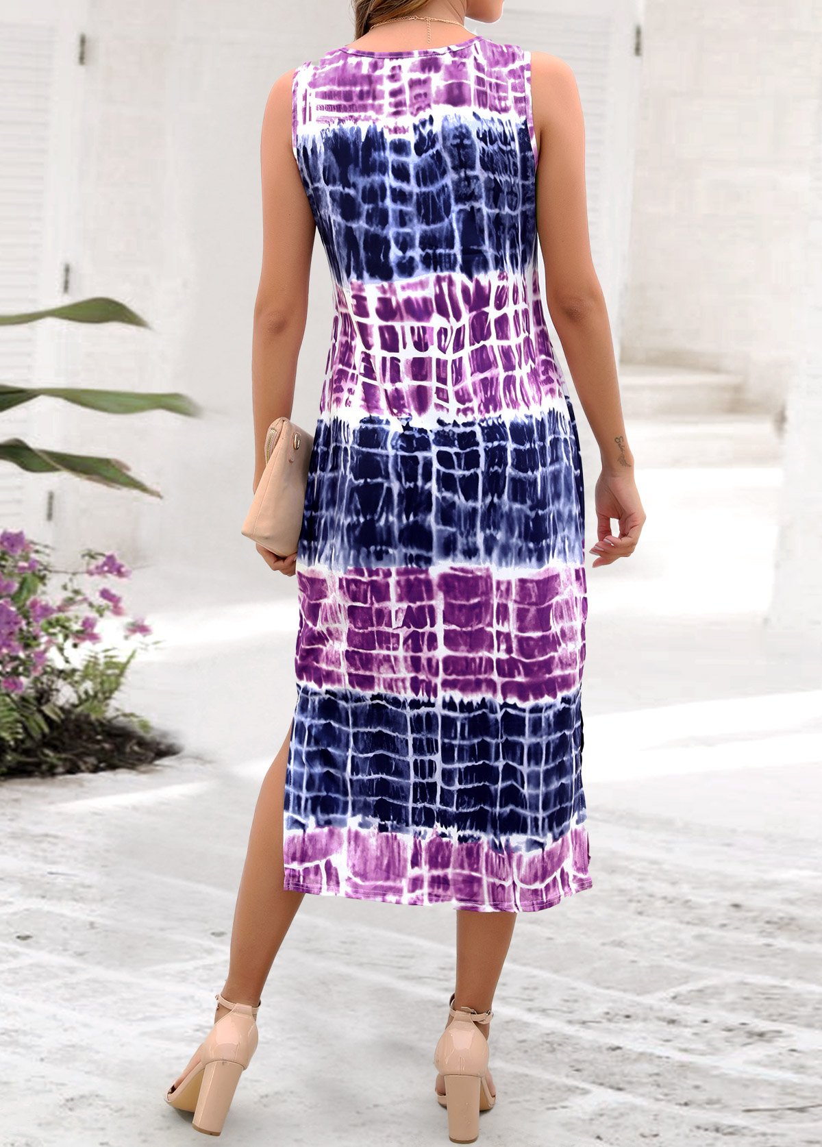 Tie Dye Print Violet Dress