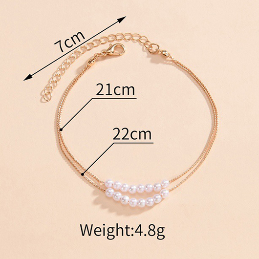 Pearl Layered Beaded Gold Alloy Anklet