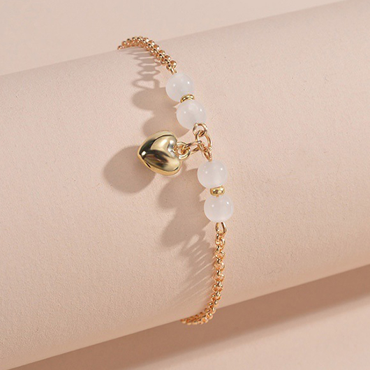 Gold Color Round Alloy Detail Anklet