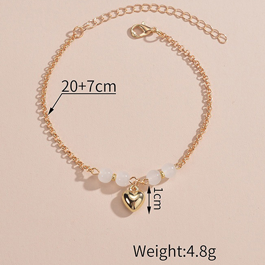 Gold Color Round Alloy Detail Anklet