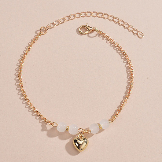 Gold Color Round Alloy Detail Anklet