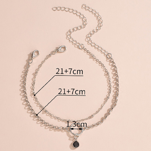 Silvery White Round Alloy Patchwork Anklets