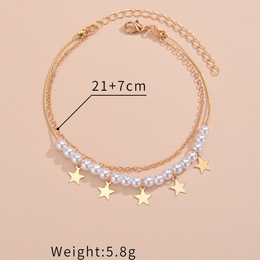 Gold Layered Pearl Star Alloy Anklet
