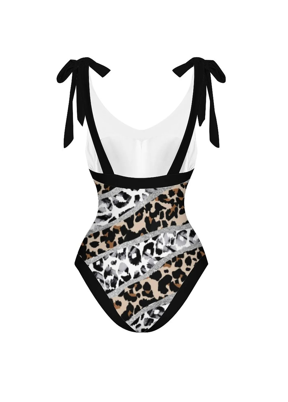 Leopard Black Bnowknot One Piece Swimwear and Skirt