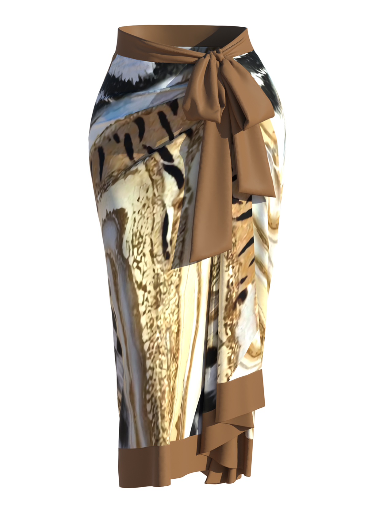 Tie Marble Print Dark Camel One Piece Swimwear | Rosewe.com - USD $35.98