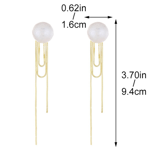 Pearl Gold Tassel Geometric Alloy Earrings