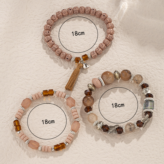 Dark Coffee Butterfly Round Bracelet Set