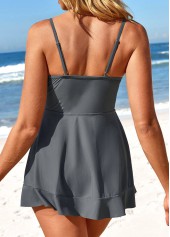 Dark Grey Twist One Piece Swimwear
