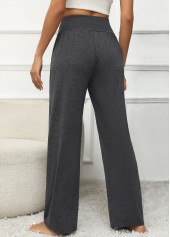 High Waisted Pocket Dark Grey Elastic Waist Pants
