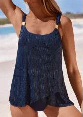 Asymmetry Navy Scoop Neck Tankini Set