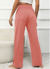 Pocket Dusty Pink Elastic Waist High Waisted Pants