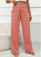 Pocket Dusty Pink Elastic Waist High Waisted Pants