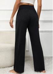 Pocket Black Elastic Waist High Waisted Pants