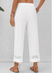 White Elastic Waist High Waisted Pants