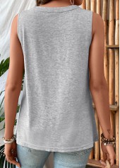 Sleeveless Light Grey Marl Square Neck Tank Top