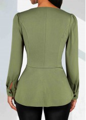 Sage Green Plus Size Asymmetry 3/4 Sleeve Blouse