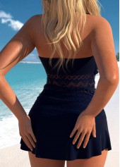 Lace Surplice Navy V Neck Tankini Set