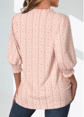 Plus Size Light Pink Split 3/4 Sleeve Blouse