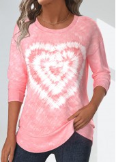 Light Pink Valentine's Day Tie Dye Print T Shirt