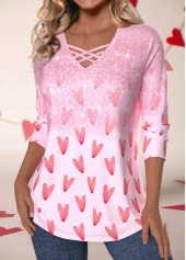 Criss Cross Valentine's Day Light Pink T Shirt