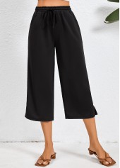 Black Elastic Waist Pocket High Waisted Pants