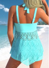 Lace Cyan Drawstring Swimdress and Shorts