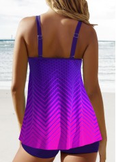 Ombre Patchwork Double Straps Tankini Set