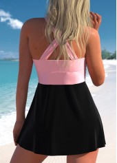 Criss Cross Surplice Black Swimdress Top-No Bottom