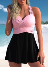 Criss Cross Surplice Black Swimdress Top-No Bottom