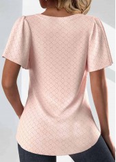 Textured Fabric Dusty Pink Short Sleeve T Shirt