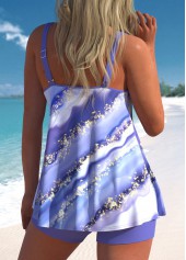 Marble Print Lightweight Light Purple Tankini Set