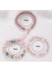 Pink Butterfly Glass Beaded Bracelet Set