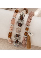 Dark Coffee Butterfly Round Bracelet Set